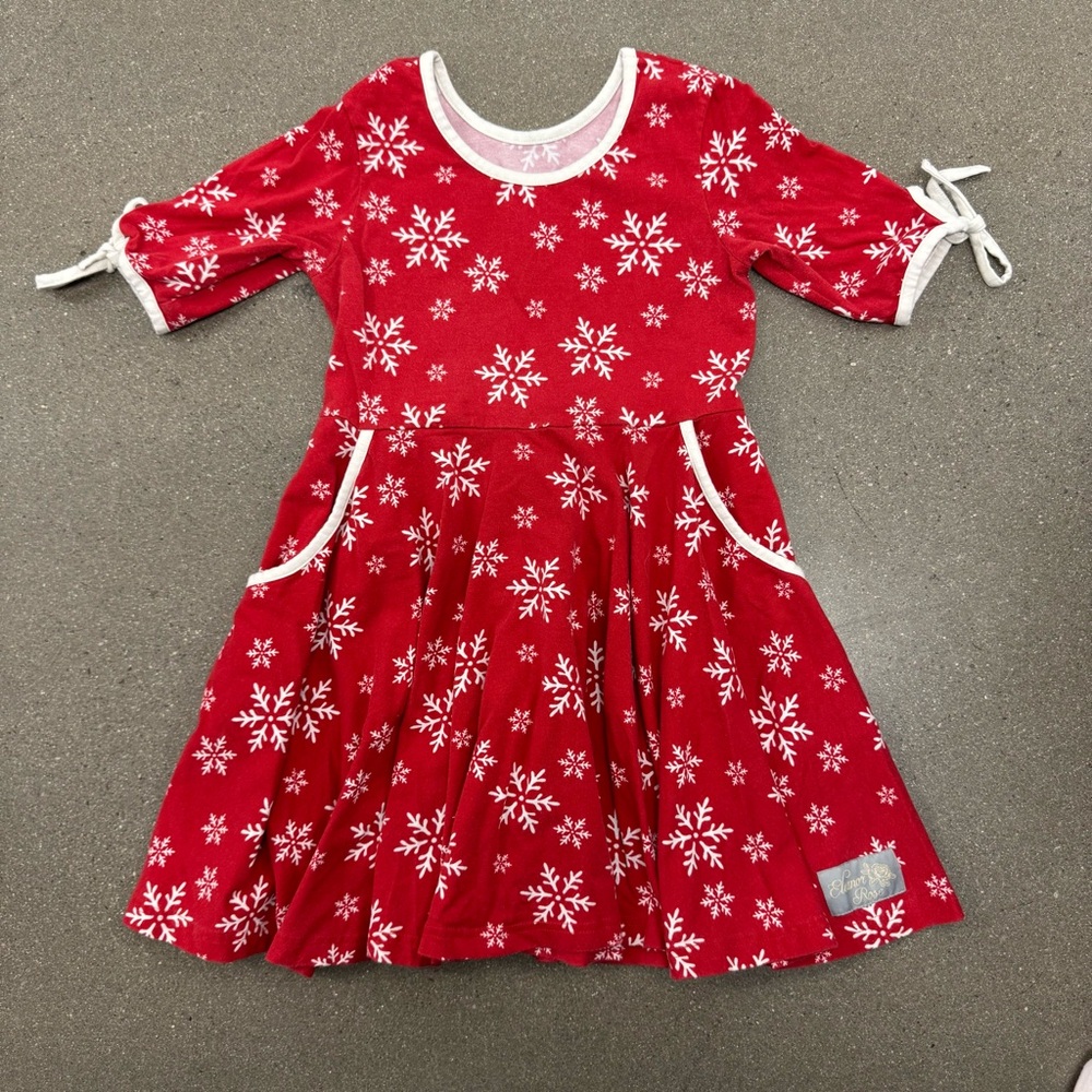 Eleanor Rose Red Snowflake Christmas Kids Dress Size 7-8 Years